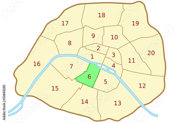 Obraz Plan du 6ème arrondissement de Paris