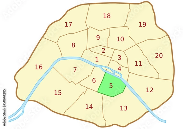 Obraz Plan du 5ème arrondissement de Paris