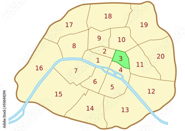 Obraz Plan du 3ème arrondissement de Paris
