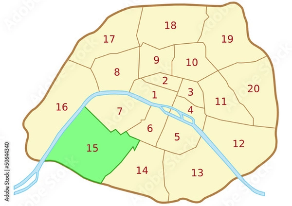 Obraz Plan du 15ème arrondissement de Paris
