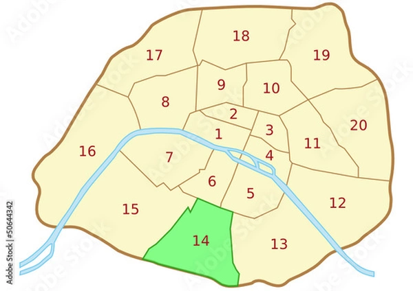 Obraz Plan du 14ème arrondissement de Paris