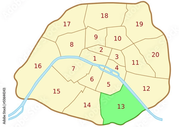 Obraz Plan du 13ème arrondissement de Paris