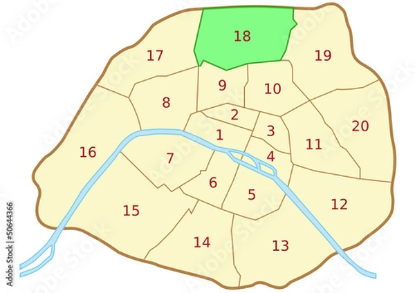 Obraz Plan du 18ème arrondissement de Paris