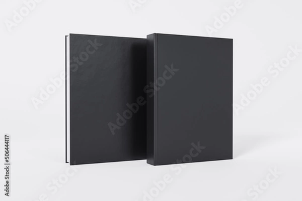 Fototapeta Mockup of a rectangular book with a blank glossy cover on white background. Front and back covers visible. Isolated with clipping path.