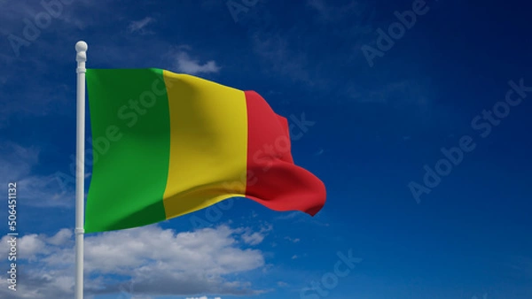 Fototapeta Mali flag, waving in the wind - 3d rendering illustration