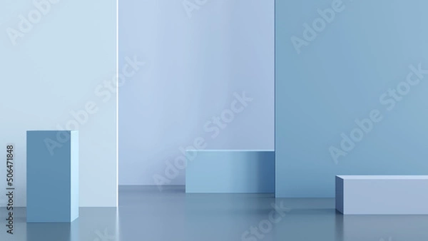 Obraz Abstract background template. Minimal scene with geometric walls mock up. Minimal studio podium for product display. 3D render. 3D illustration.