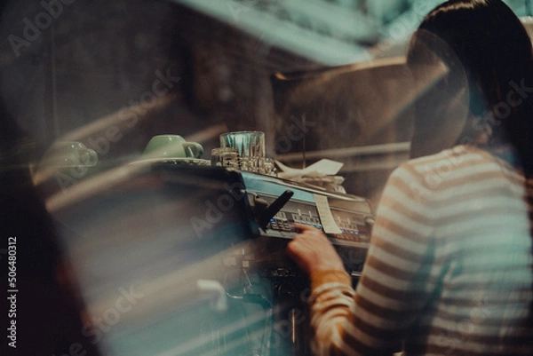 Obraz coffee shop espresso machine