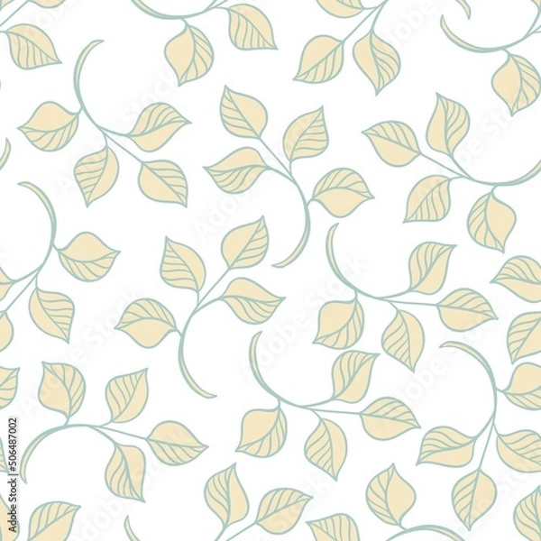 Fototapeta Decorative background of seamless pattern with simple yellow illustrations on a plant theme