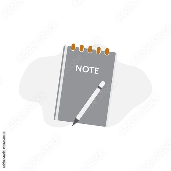Obraz Spiral notebook with pencil vector illustration