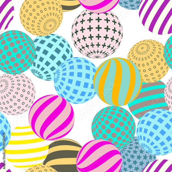 Fototapeta Retro 3d illustration of abstract balls, great design for any purpose. Modern poster for cover design. Vector seamless technology background. Background wall design.