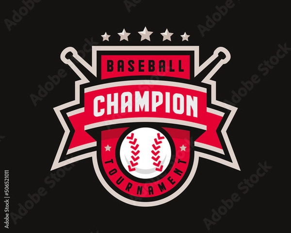 Fototapeta Baseball logo design, emblem tournament template editable for your design.