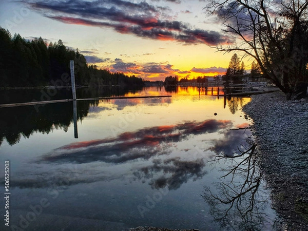 Obraz Sunset reflection on the river