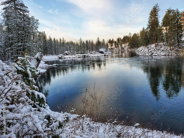 Obraz river reflection in winter