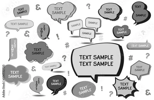 Fototapeta 立体吹き出しフレームセット　モノクロ