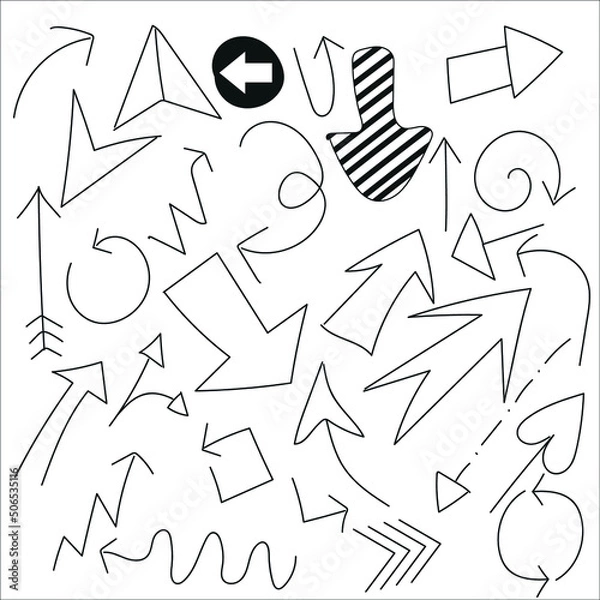 Obraz hand drawn arrows set doodle vector illustration