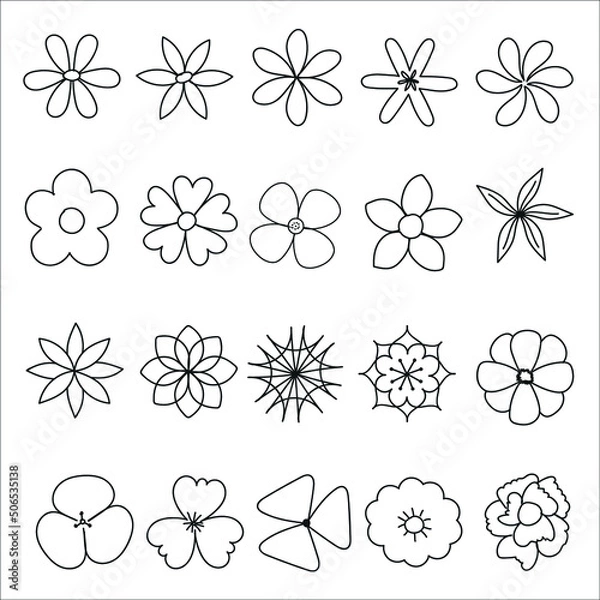 Obraz set of hand drawing flowers doodle illustration