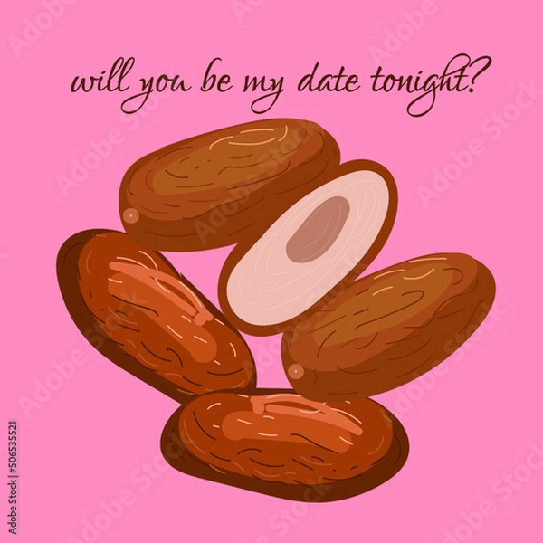 Obraz puns of dates fruit vector illustratin