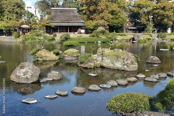 Fototapeta 水前寺公園　古今伝授の間と日本庭園