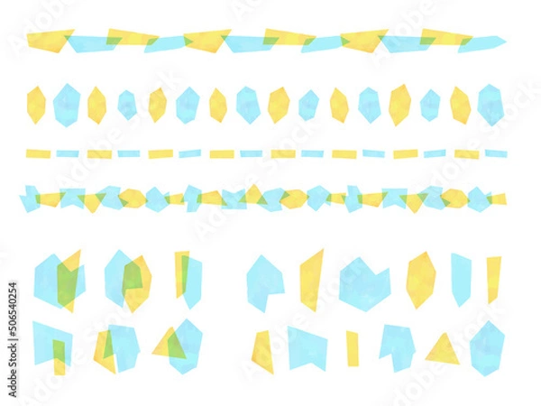 Obraz 水彩風　ジオメトリックパーツのベクター背景・ライン素材セット　塩レモン