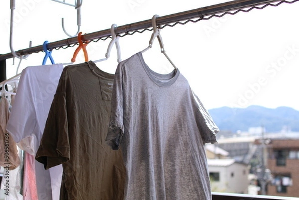 Obraz 何気ない日常の洗濯物の風景