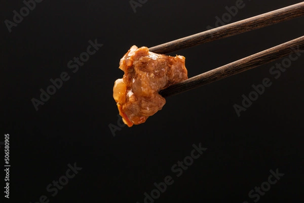 Obraz Cooked beef macro closeup, braised beef
