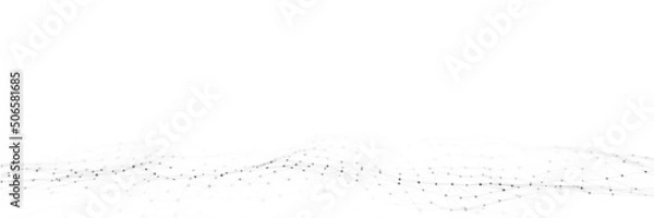 Obraz Dynamic wave with connected dots and lines on a white background. Digital wave background concept. Abstract technology background. Big data visualization. 3D rendering.