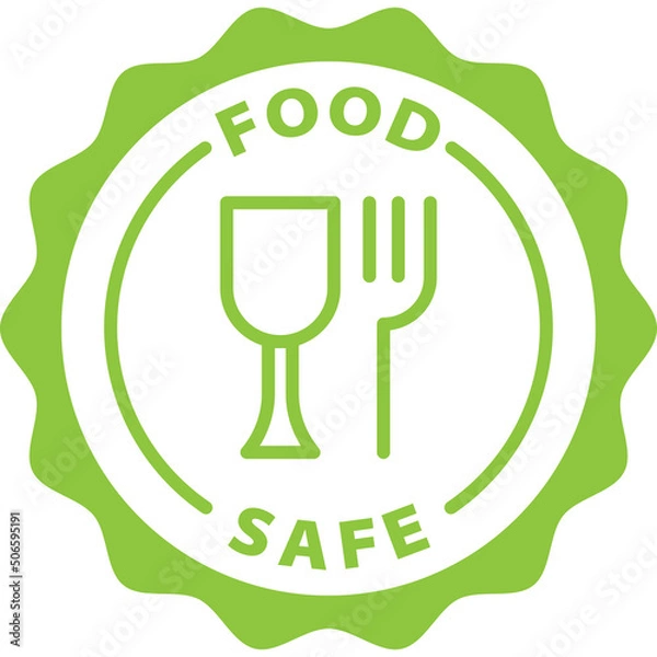Fototapeta food safe green stamp outline badge icon label isolated vector on transparent background