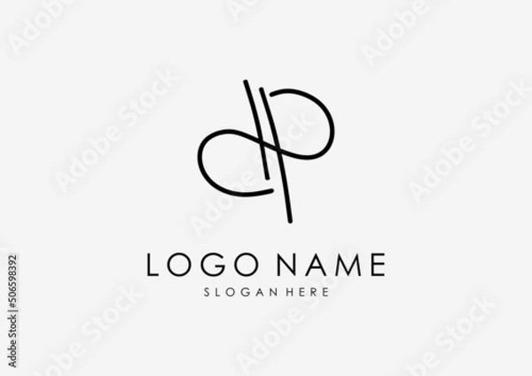 Fototapeta initial dp letter signature logo template. Handwriting letter logo concept logo.