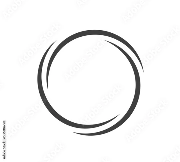 Fototapeta Round frame black and white vector ornament. Graphic border doodle. Ring curve link connection