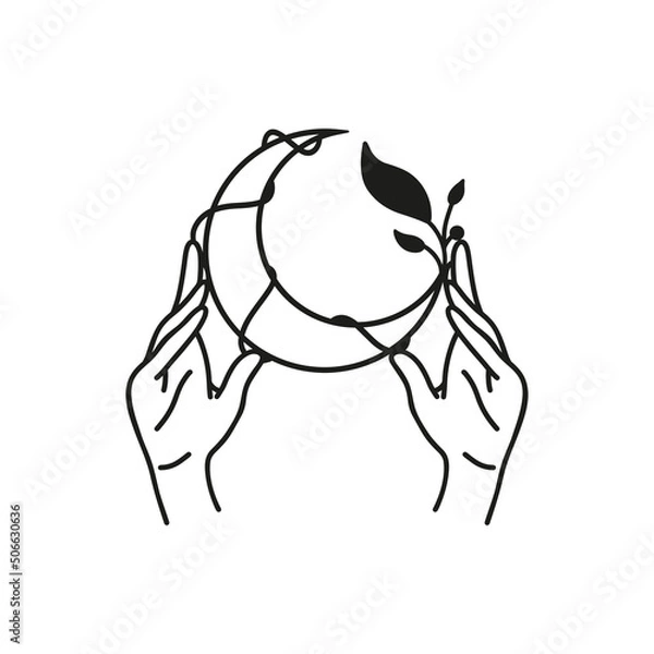 Obraz Outline hands holding moon