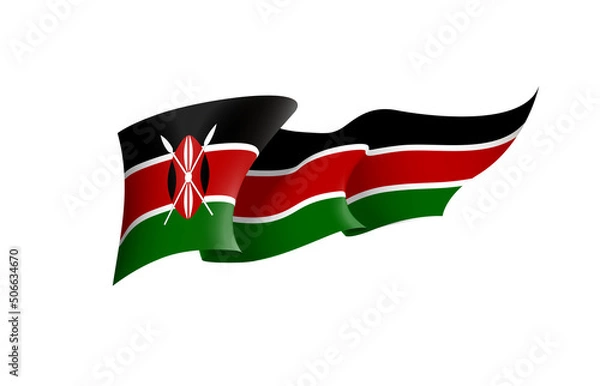 Fototapeta Kenya flag state symbol isolated on background national banner. Greeting card National Independence Day of the Republic of Kenya. Illustration banner with realistic state flag.