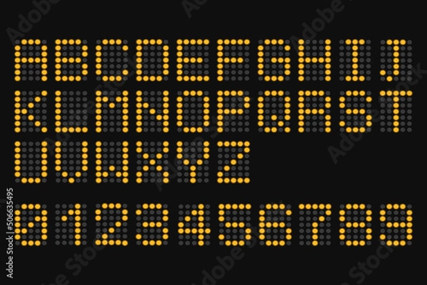 Obraz Led digital font set. Digital scoreboard alphabet