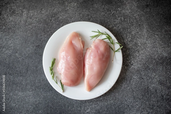 Obraz Raw chicken fillet on stone background
