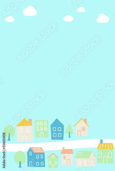 Fototapeta 背景素材_かわいい街並み_パステルカラー