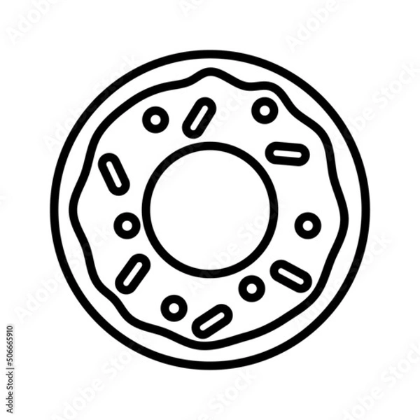 Fototapeta Donut icon. Doughnut with frosting and sprinkles. Glazed cake.