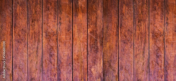 Fototapeta Wooden Red Wood Boards or Red wood planks textured and background for vintage style