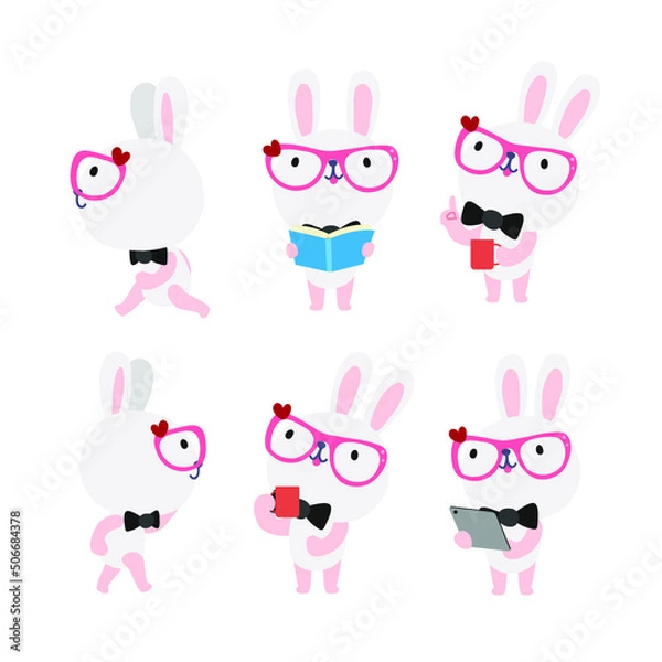 Obraz Cute rabbit cartoon presenting concept