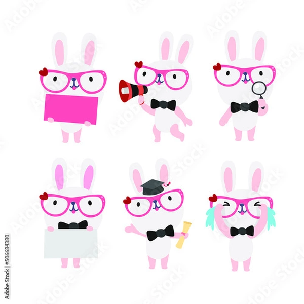 Obraz Cute rabbit cartoon presenting concept