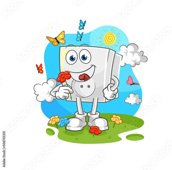 Obraz electric socket pick flowers in spring. character vector