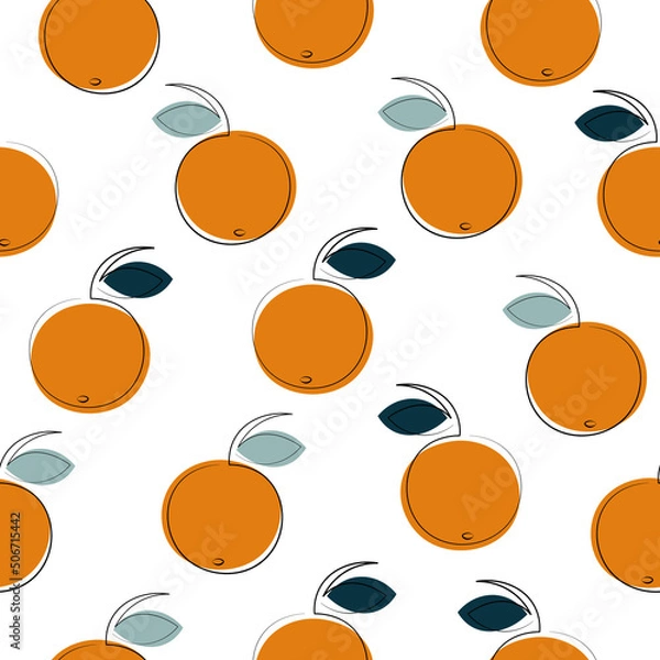 Obraz Modern seamless pattern with oranges. Vector graphics.