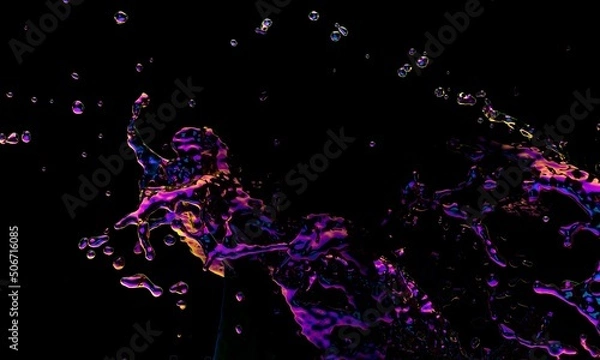 Obraz Multicolored psychedelics splashing wave on the black background