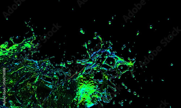 Obraz Multicolored psychedelics splashing wave on the black background