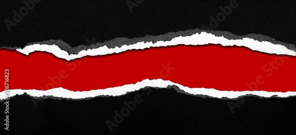 Obraz Hole ripped in paper on red background