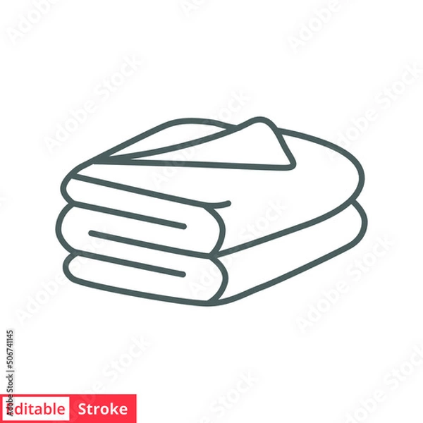 Fototapeta Towel icon. Folded towel, blanket, sheet, bathroom concept. Simple outline style. Thin line vector illustration isolated on white background. Editable stroke EPS 10.
