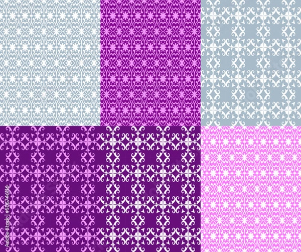 Fototapeta Seamless classic pattern set vector illustration, Seamless patterns for background