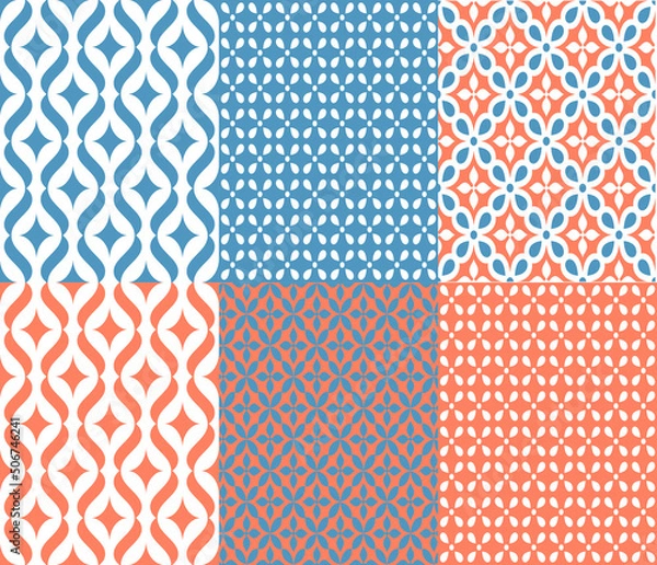 Fototapeta Seamless classic pattern set vector illustration, Seamless patterns for background
