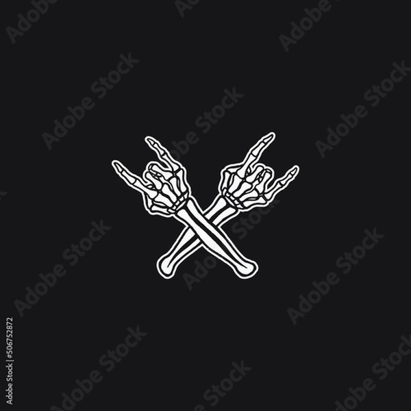 Obraz Metal gesture hand bones drawing illustration.