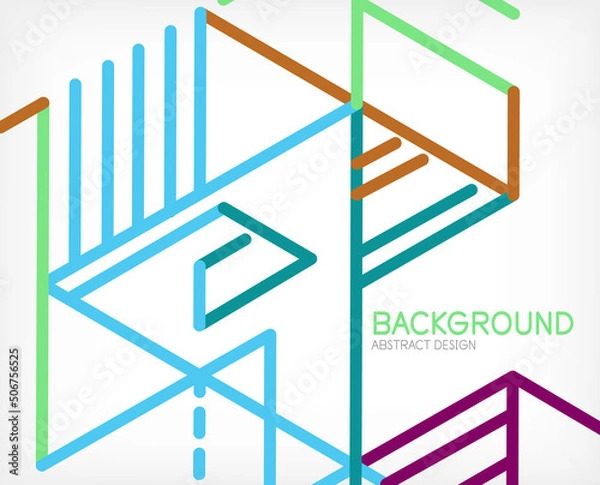 Fototapeta Abstract background. Color lines on white background. Linear abstract composition. Techno or business concept for wallpaper, banner, background, landing page