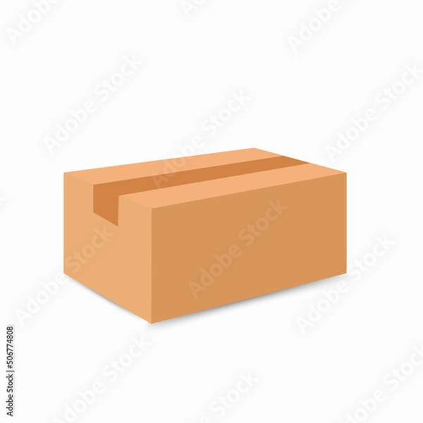 Obraz Cardboard box. Delivery and packaging. Transport, delivery. Flat style.