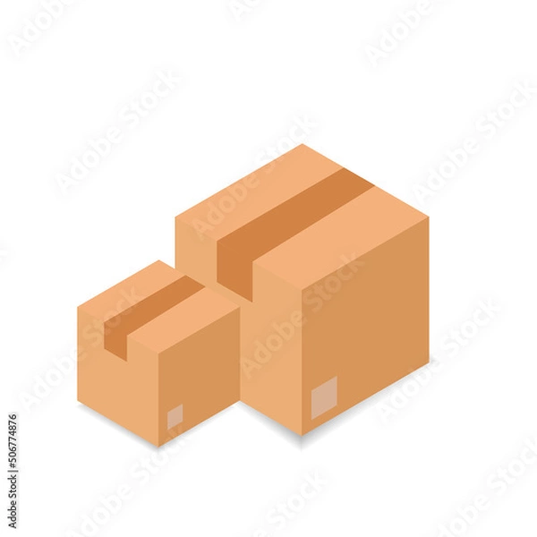 Obraz Cardboard box. Delivery and packaging. Transport, delivery. Flat style.